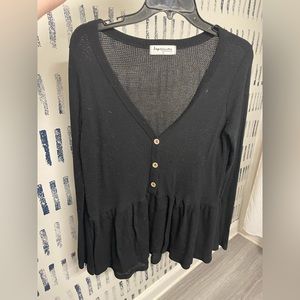 Open knit v neck sweater